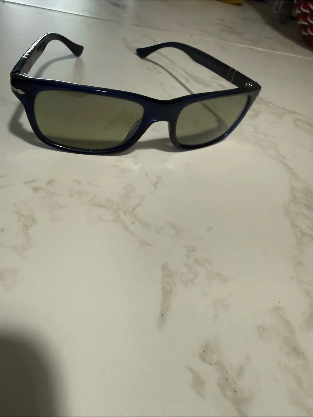 Persol Navy Blue Frame Sunglasses with Green Lenses